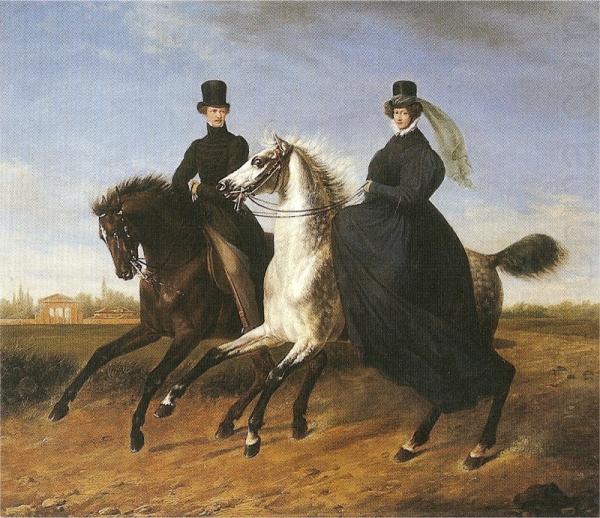 Marie Ellenrieder General Krieg of Hochfelden and his wife on horseback china oil painting image